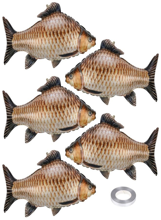 lasuroa 5pcs Fish Balloons, 33in Cute Realistic Inflatable Fish Balloons with Ribbon Gone Fishing Themed Party Decorations Supplies Practical Accessories for Birthday Parties Decorations - Image 1
