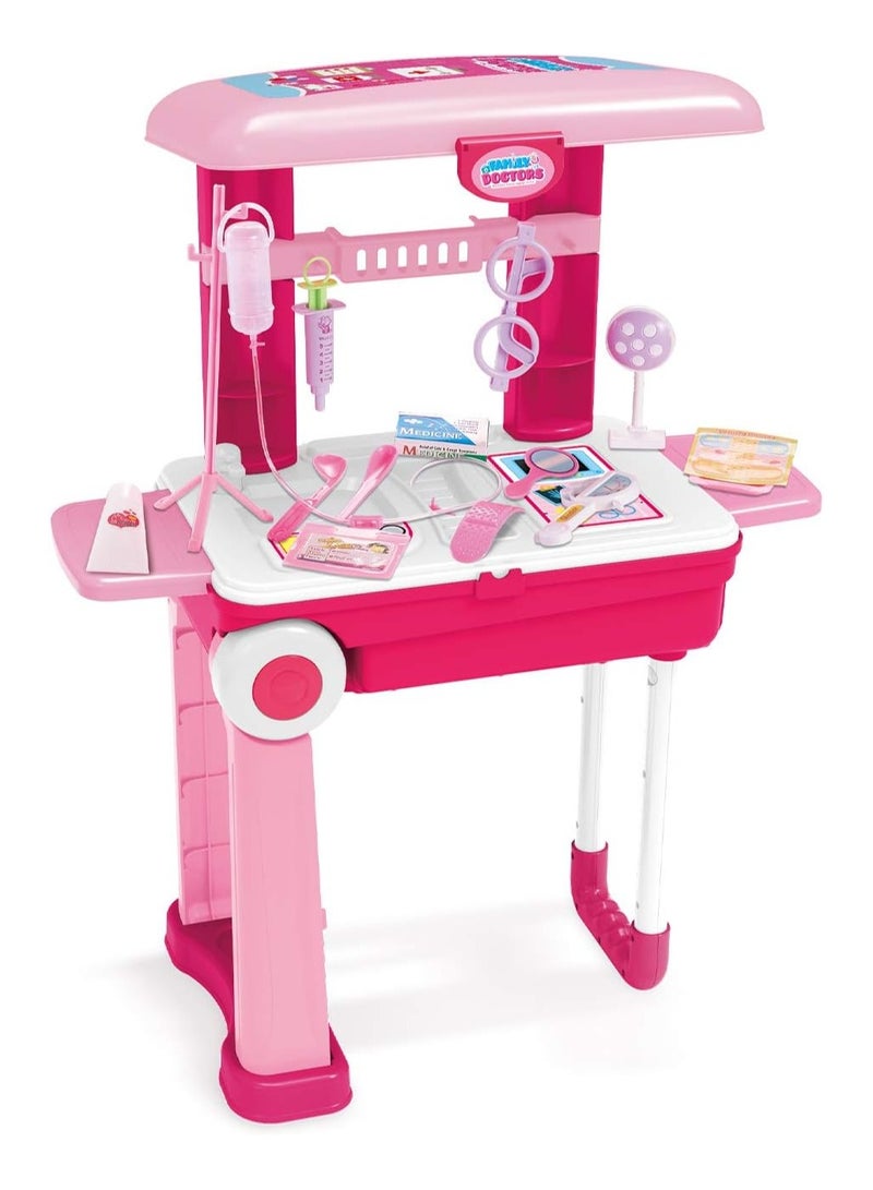 Deluxe Doctor Set Convertible Suitcase Portable Role Play Toy Set with Accessories Doctor Set Trolley for Kids Pretend Play - Image 1