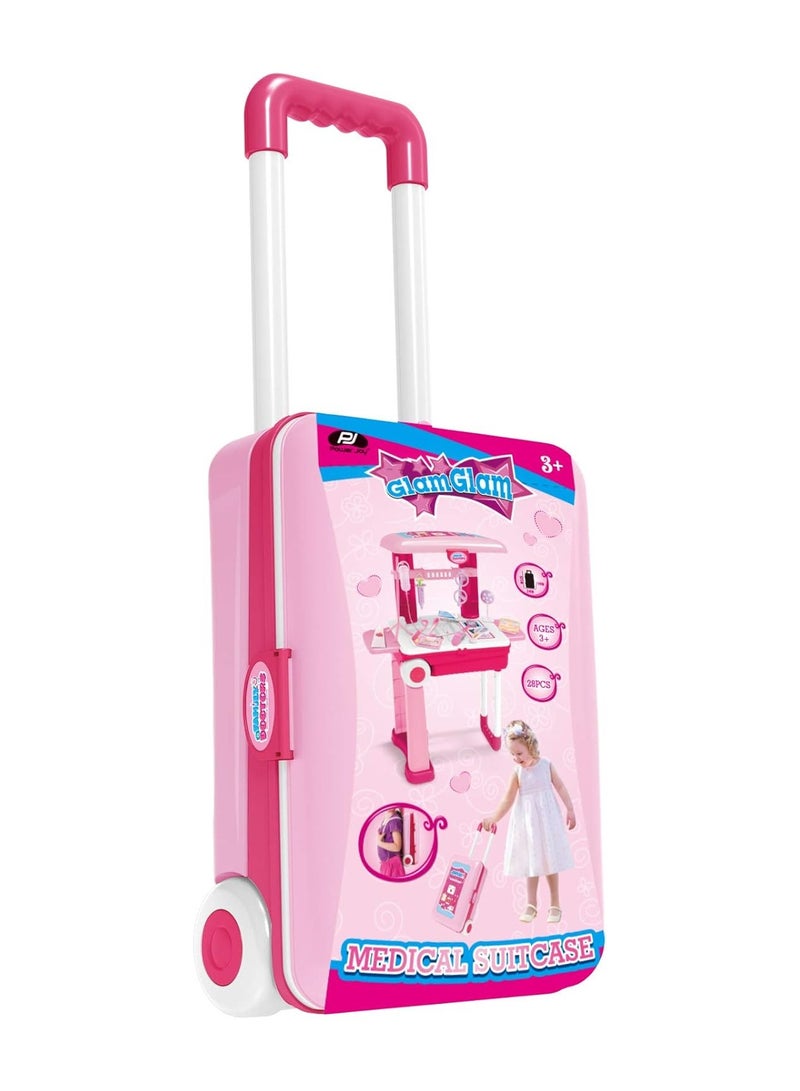 Deluxe Doctor Set Convertible Suitcase Portable Role Play Toy Set with Accessories Doctor Set Trolley for Kids Pretend Play - Image 2