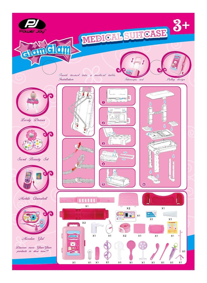 Deluxe Doctor Set Convertible Suitcase Portable Role Play Toy Set with Accessories Doctor Set Trolley for Kids Pretend Play - Image 3