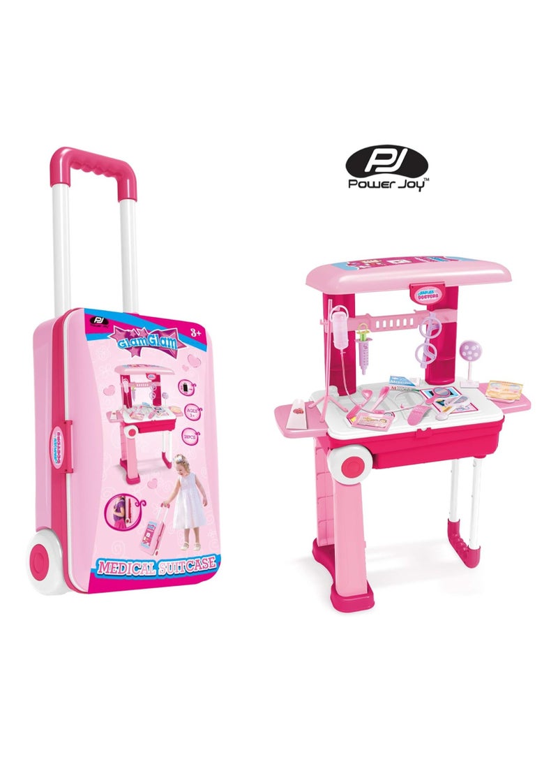 Deluxe Doctor Set Convertible Suitcase Portable Role Play Toy Set with Accessories Doctor Set Trolley for Kids Pretend Play - Image 4