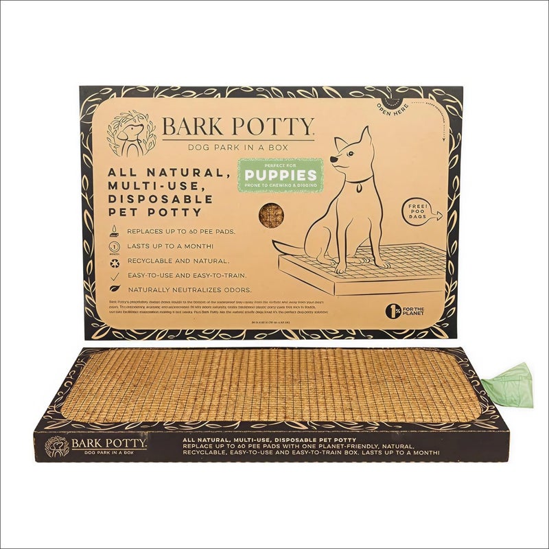 Puppy Bark Potty Natural Dog Potty for Small Dogs Teething Puppies Odor Neutralizing Reusable Indoor Solution for Apartments EcoFriendly Pee Pad Alternative Standard 24x16