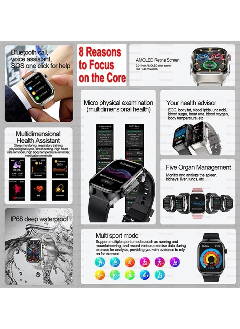 AROAQ - TK16 Smart Watch Bluetooth Call Micro Physical Examination ECG Body Fat Five Internal Organs Detection Multi-Sports - Image 1