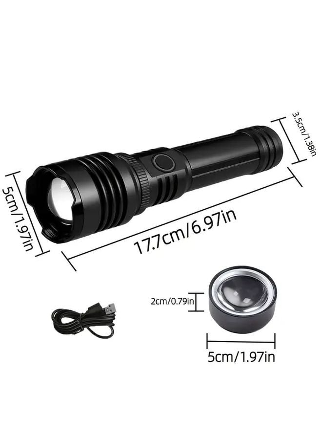5000mAh Aluminum Alloy Power Bank Flashlight With Ignition Lens Telescopic Zoom Camping Light - Image 5