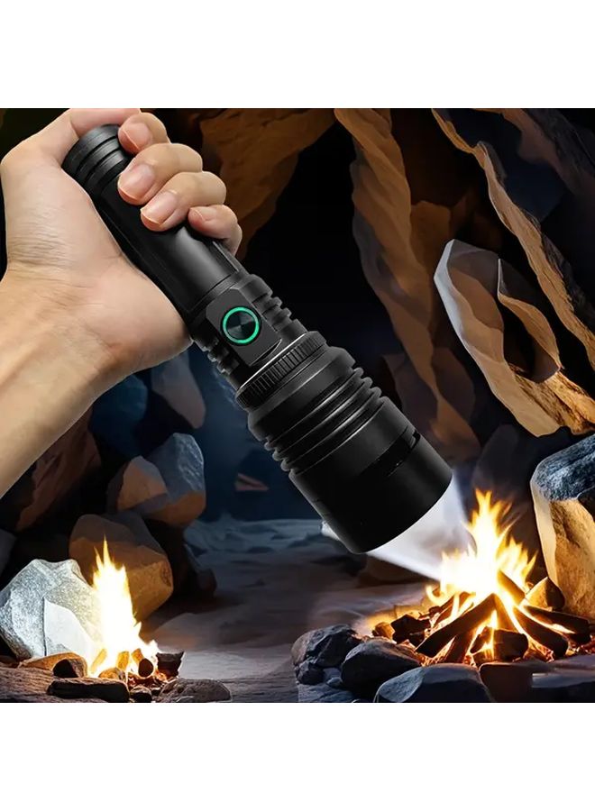 5000mAh Aluminum Alloy Power Bank Flashlight With Ignition Lens Telescopic Zoom Camping Light - Image 2
