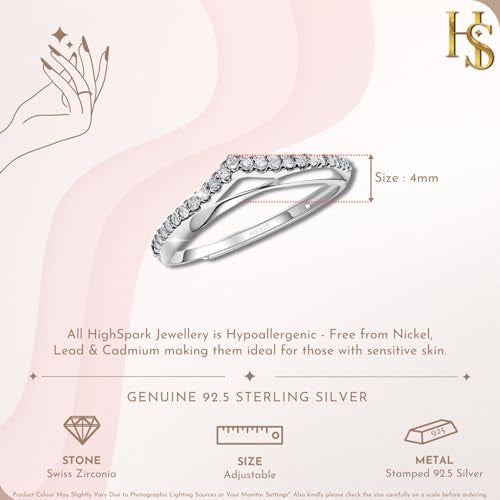 HighSpark 925 Silver Solitaire Rings for Women | Adjustable Contemporary Style | 92.5 Sterling Silver & Diamond Like Brilliance Sparkling Zirconia | Lovely Gift - Crown - Image 2