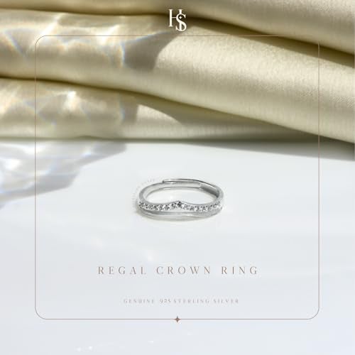 HighSpark 925 Silver Solitaire Rings for Women | Adjustable Contemporary Style | 92.5 Sterling Silver & Diamond Like Brilliance Sparkling Zirconia | Lovely Gift - Crown - Image 3
