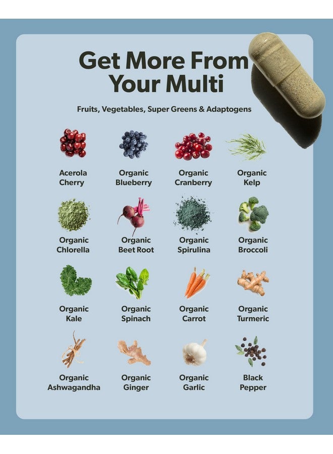 sapling Multivitamin for Men - Daily Men’s Multivitamin - Methylated B Complex with Whole Food Ingredients, Vitamin B12, Folate, A, C, D3, E, K2, Organic Fruits & Vegetables - Vegan, Non-GMO - 60 Caps  - Image 3