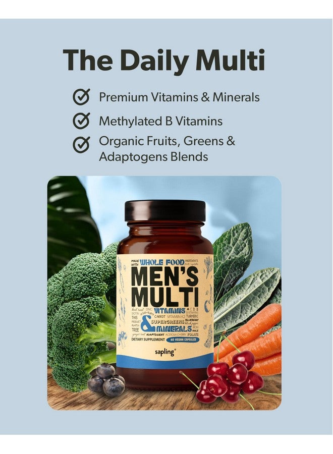 sapling Multivitamin for Men - Daily Men’s Multivitamin - Methylated B Complex with Whole Food Ingredients, Vitamin B12, Folate, A, C, D3, E, K2, Organic Fruits & Vegetables - Vegan, Non-GMO - 60 Caps  - Image 2