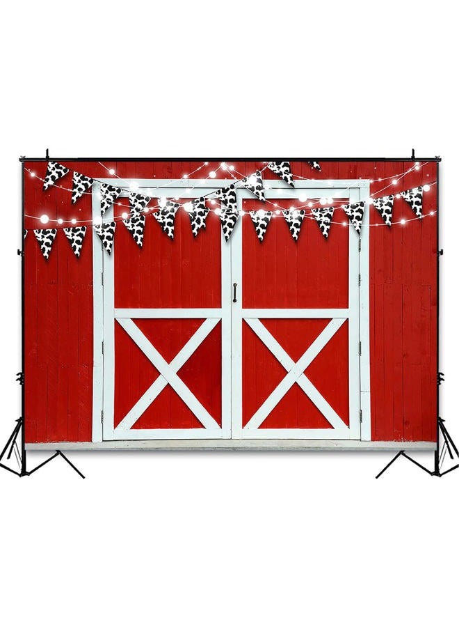 Avezano Farm Decorations Barn Door Backdrop Animals Theme Birthday Banner Rustic Photography Props Photo Background Baby Shower Party Supplies (Red, 7x5ft) - Image 3