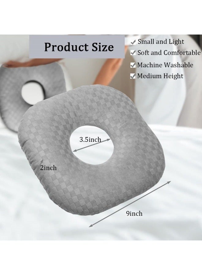 general Ear Piercing Pillow for Side Sleepers, Donut Pillow with Hole for Ear Protection After Piercing or Surgery, Soft Breathable Hypoallergenic Pillow, Gray - Image 3