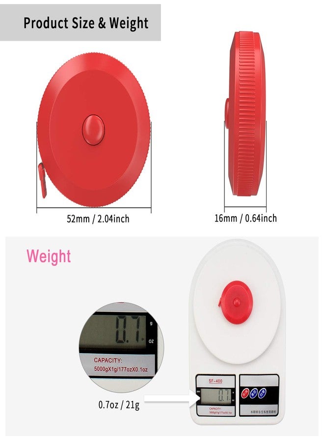 DiCUNO 60-Inch 1.5 Meter Soft and Retractable Tape Measure (3Pcs of Red with Soft Tape) - Image 2