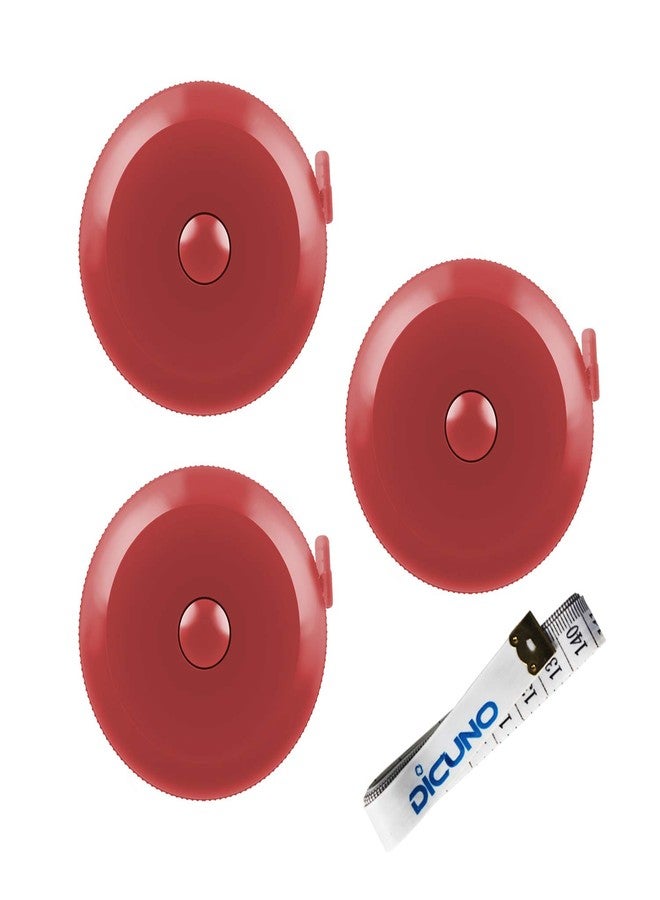 DiCUNO 60-Inch 1.5 Meter Soft and Retractable Tape Measure (3Pcs of Red with Soft Tape) - Image 1