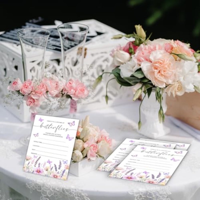 Butterfly Bridal Shower Invitations with Envelopes, Spring Floral Invite Card for Wedding Engagement Showers Parties, Bridal Shower Party Favor and tions-A04 - Image 5