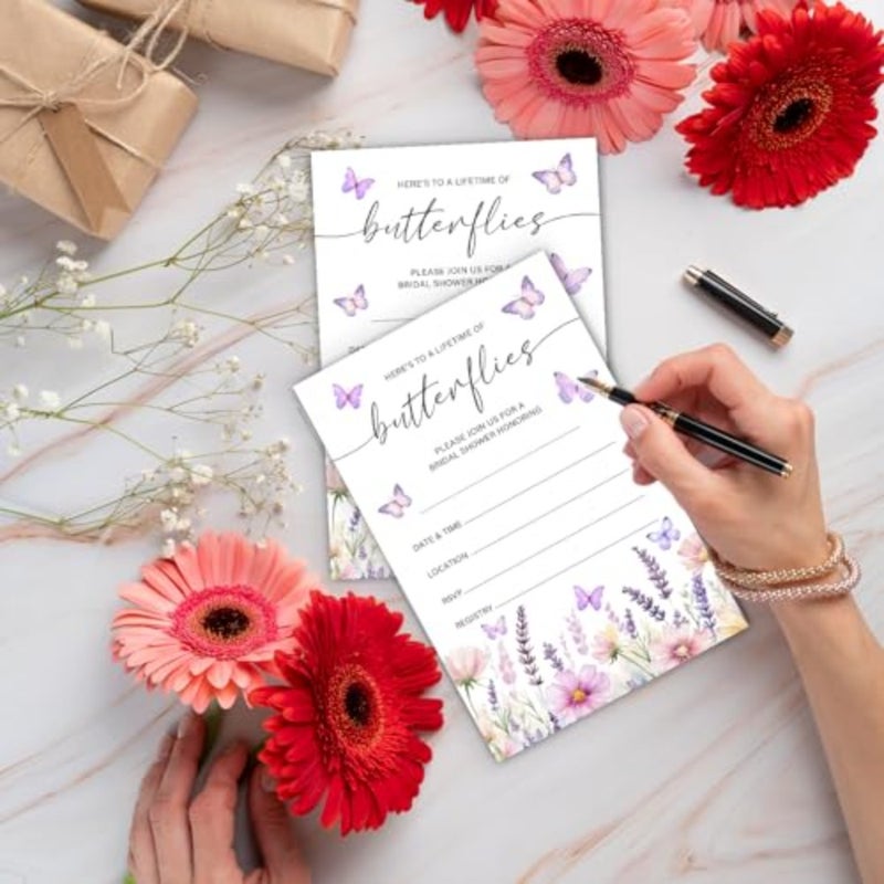 Butterfly Bridal Shower Invitations with Envelopes, Spring Floral Invite Card for Wedding Engagement Showers Parties, Bridal Shower Party Favor and tions-A04 - Image 4