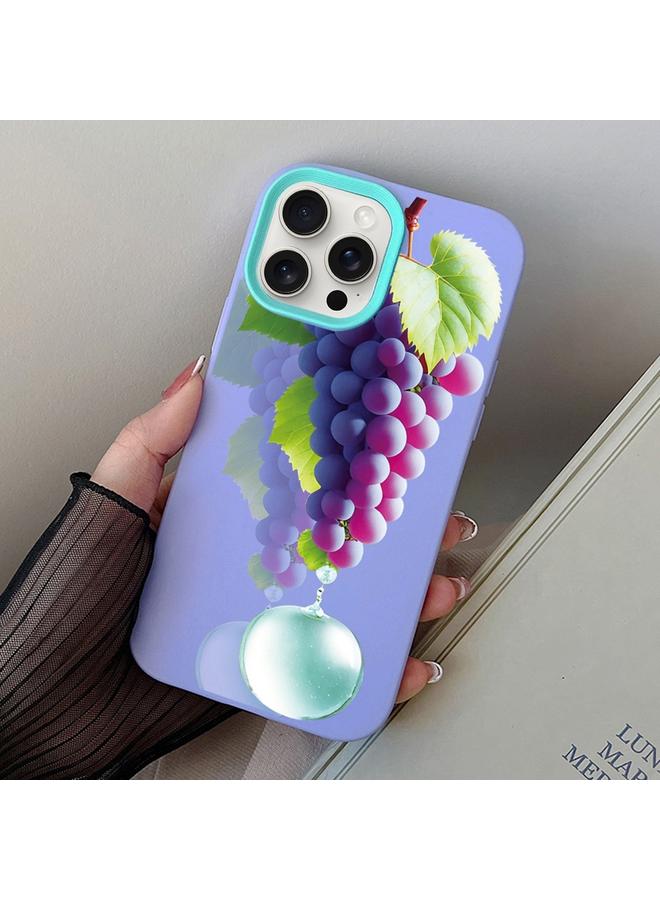 اس-توب جراب لهاتف iPhone 15 Pro بنمط العنب من البولي كربونات الهجينة المصنوعة من مادة TPU - Image 1