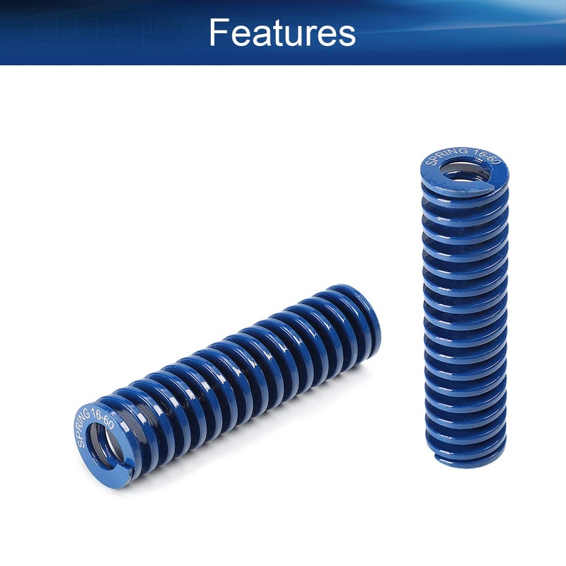 Metal Spring，Springs Compression Spring, 60x16mm(LxOD) Light Load 3D Printer Die Spring, Compression Mould Die Spring, for Mechanical Equipment 10D Printer Accessories, Blue 8Pcs - Image 3