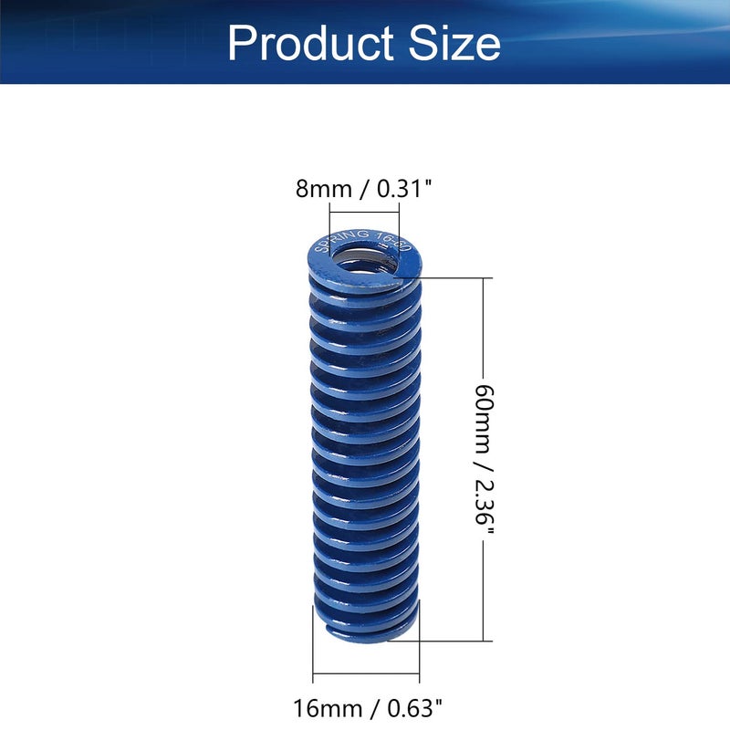 Metal Spring，Springs Compression Spring, 60x16mm(LxOD) Light Load 3D Printer Die Spring, Compression Mould Die Spring, for Mechanical Equipment 10D Printer Accessories, Blue 8Pcs - Image 2