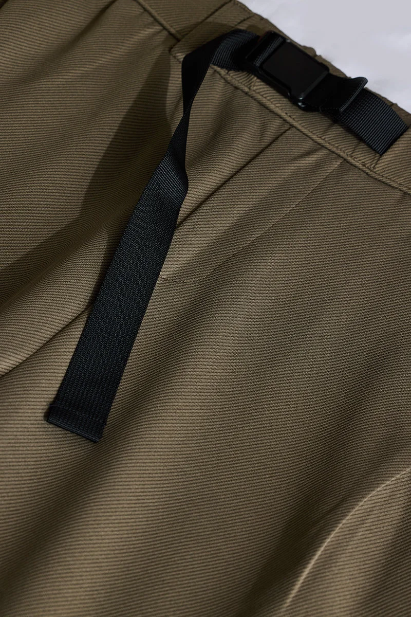 سنيتش Khaki Textured Relaxed Streetwear Trousers
