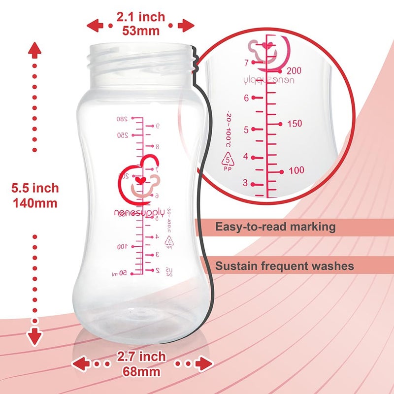 نينس سابلاي Nenesupply 9oz 4 Count Wide Neck Breast Pump Bottles Use as Bottles for Pumping with Spectra S1 Spectra S2 9 Plus Breast Pumps. Pump Bottles for Spectra Pump. Breastmilk Storage and Collection Bottles - Image 4