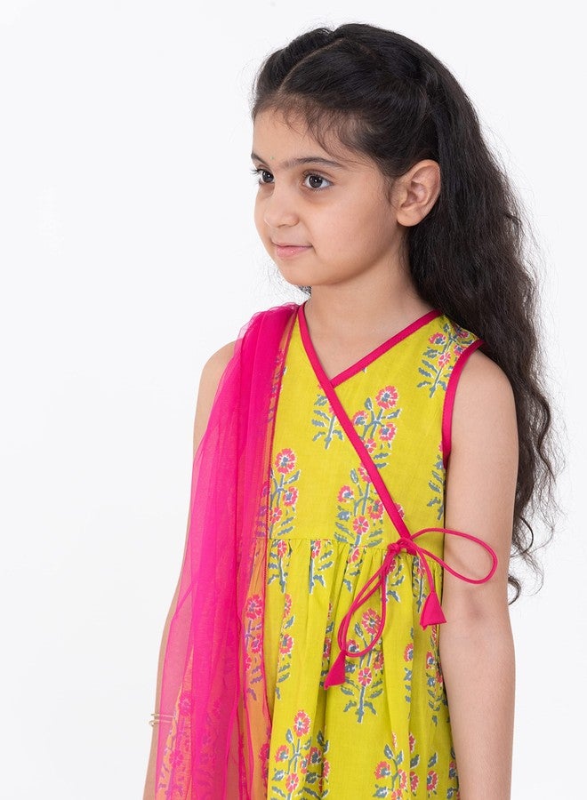 Campana طقم سلوار للبنات من كامبانا، أخضر ببغاء، 3-4 سنوات، ليهينغا للبنات، فستان تقليدي للأطفال - Image 4