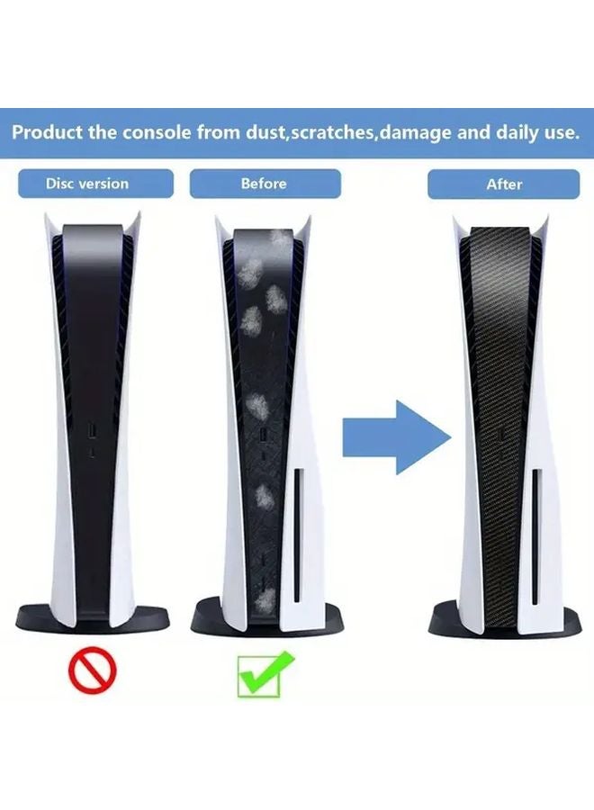 2pcs Black Carbon Fiber Anti Scratch PS5 Console Case Cover with Controller Stickers - Image 4