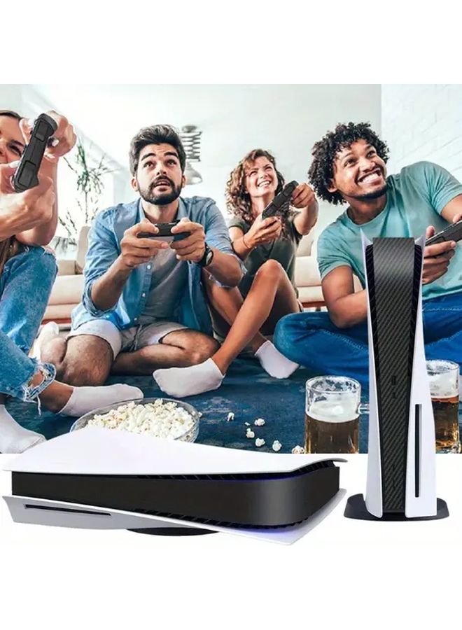 2pcs Black Carbon Fiber Anti Scratch PS5 Console Case Cover with Controller Stickers - Image 3