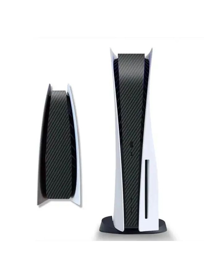 2pcs Black Carbon Fiber Anti Scratch PS5 Console Case Cover with Controller Stickers - Image 2