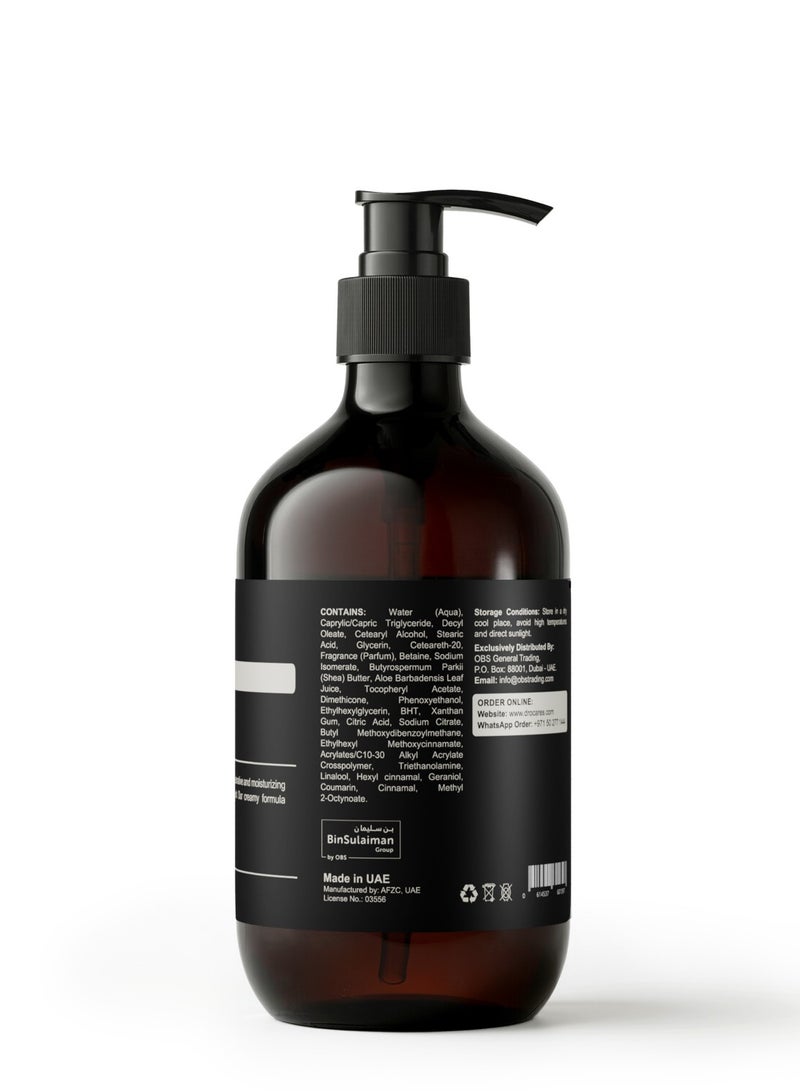 DR.O Premium Hand & Body Lotion Luxury Moisturising Body Cream| Floral Extrait Scent | 500ml | Shea Butter Aloe Vitamin E | Hydrating Lotion For Soft Smooth Skin Daily Use | French Formula & UAE Made - Image 3