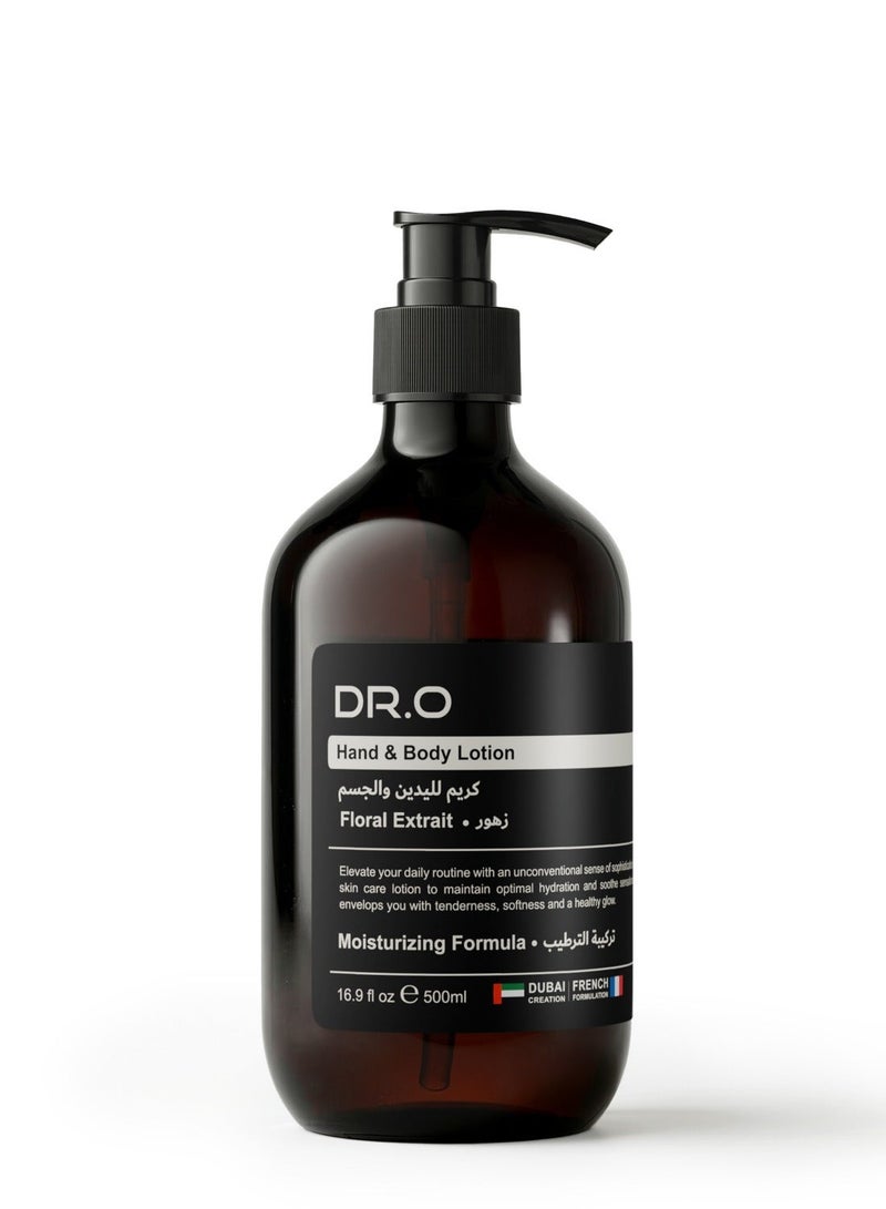 DR.O Premium Hand & Body Lotion Luxury Moisturising Body Cream| Floral Extrait Scent | 500ml | Shea Butter Aloe Vitamin E | Hydrating Lotion For Soft Smooth Skin Daily Use | French Formula & UAE Made - Image 1