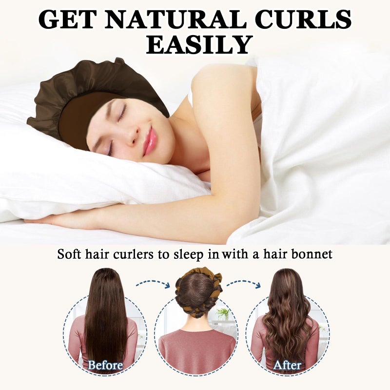 Gwabee Heatless Curls Overnight Hair Curler, 70" Soft Hair Curlers to Sleep In No Heat Curls Overnight, 9 PCS No Heat Curlers Set for Women - Golden Brown - Image 2