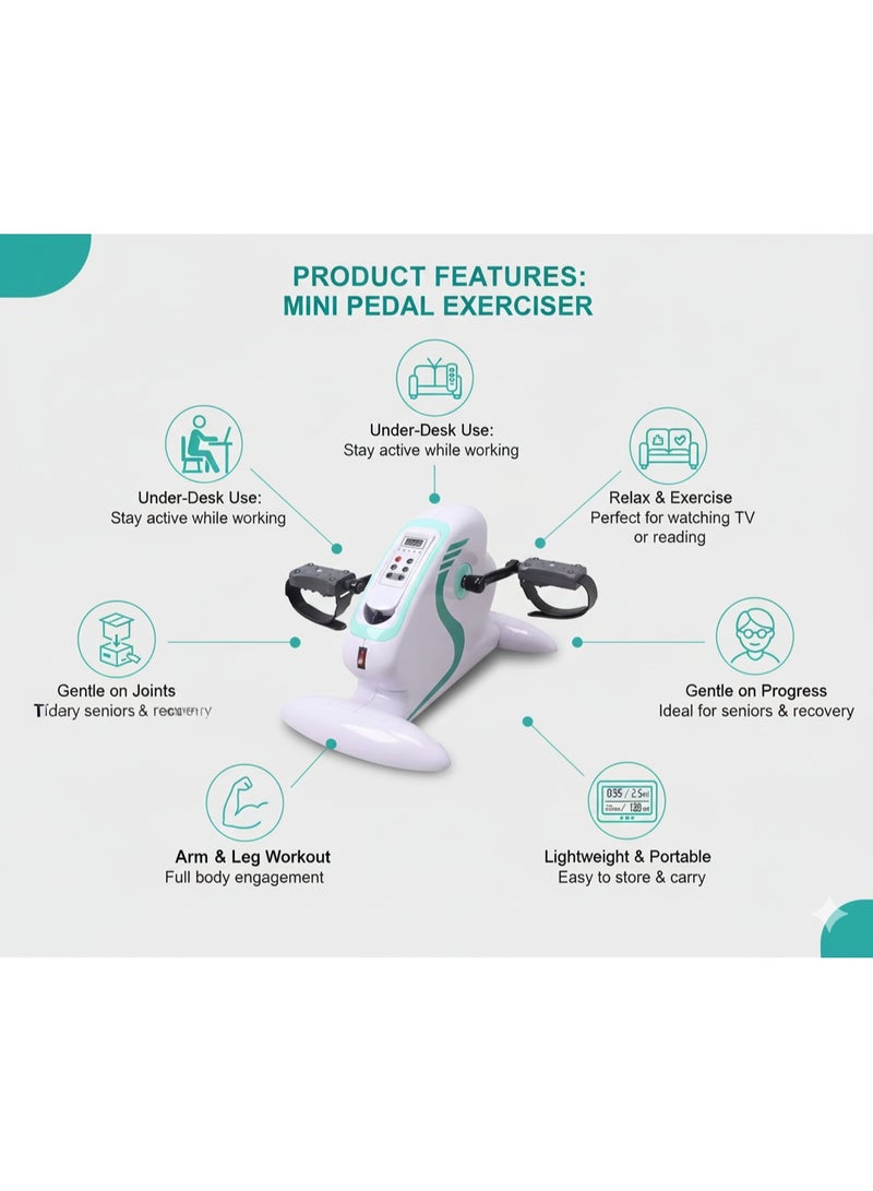 HT Under-Desk Mini Rehab Pedal Bike: A gentle and safe exercise machine for the muscles and joints, strengthening the legs and arms. Equipped with a control screen and multiple directions and speeds. - Image 4