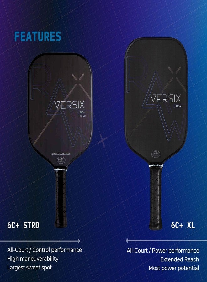 PickleballCentral VERSIX RAW Carbon Fiber Pickleball Paddle, Extended 5.75" Handle, Carbon Fiber, 7.9oz (Midweight), 15mm Core… - Image 4