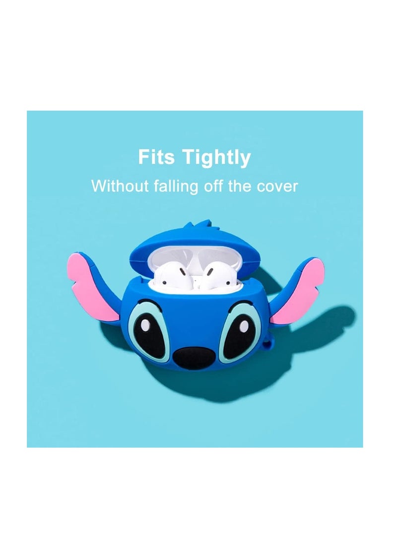 Generic - ompatible with Airpods 4 Generation Case Cute 3D Cartoon Funny Cover with Cleaner Kit (Big Ear Stitch Blue) - Image 1