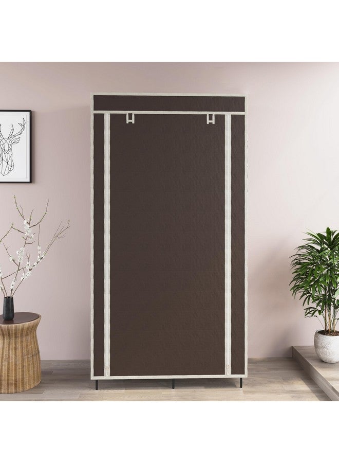 GTC® 4+2 Layer Collapsible Wardrobe for Clothes with 6 Shelves, 2 Side Pocket and 2 Hanger (Non Woven Febric and Metal Rod, (Brown,7700-1) - Image 3