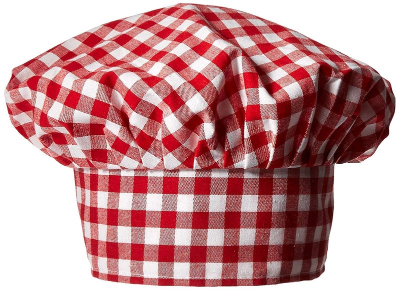 Beistle Gingham Fabric Chef's Hat (red) Party Accessory  (1 count) (1/Pkg)