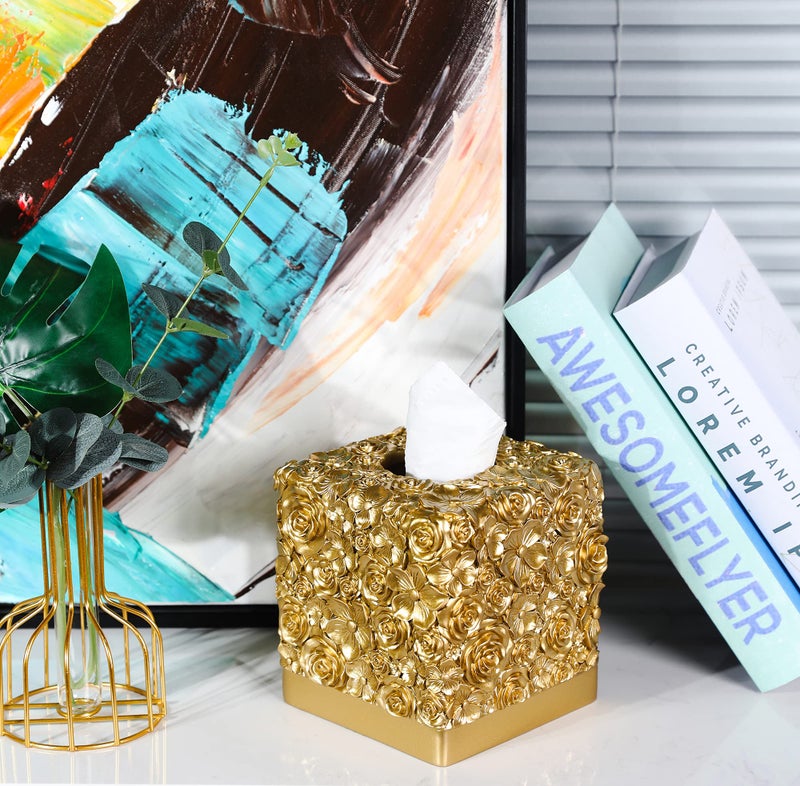 Hymmah Modern Square Tissue Box Cover Holder,Bathroom Accessories Decor Unique Design Tissue Box Cover for Bathroom Vanity Counter Tops Also Great for Bedrooms and Living Rooms - Image 4
