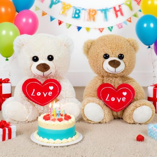 SNOWOLF Small Teddy Bear Cute Soft Stuffed Animal Plush Toy I Love You Bears Holding Red Heart for Baby Shower Kids Girls Girlfriend Christmas Valentines Day Wedding Anniversary Birthday Light Brown - Image 5