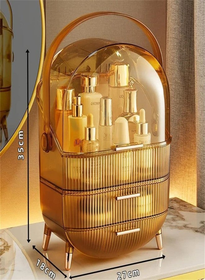 Marrone Makeup Organizer, Acrylic Cosmetic Box Transparent Makeup Jewelry Drawer Home Storage Boxs Multifunctional Travel Organizer (Gold) - Image 3