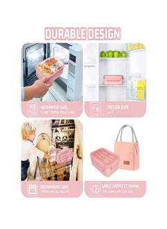 Arabest Bento Lunch Box, Meal Preparation Compartment Lunch Box Container for Children and Adults, Lunch Organizer, Pink  - Image 2