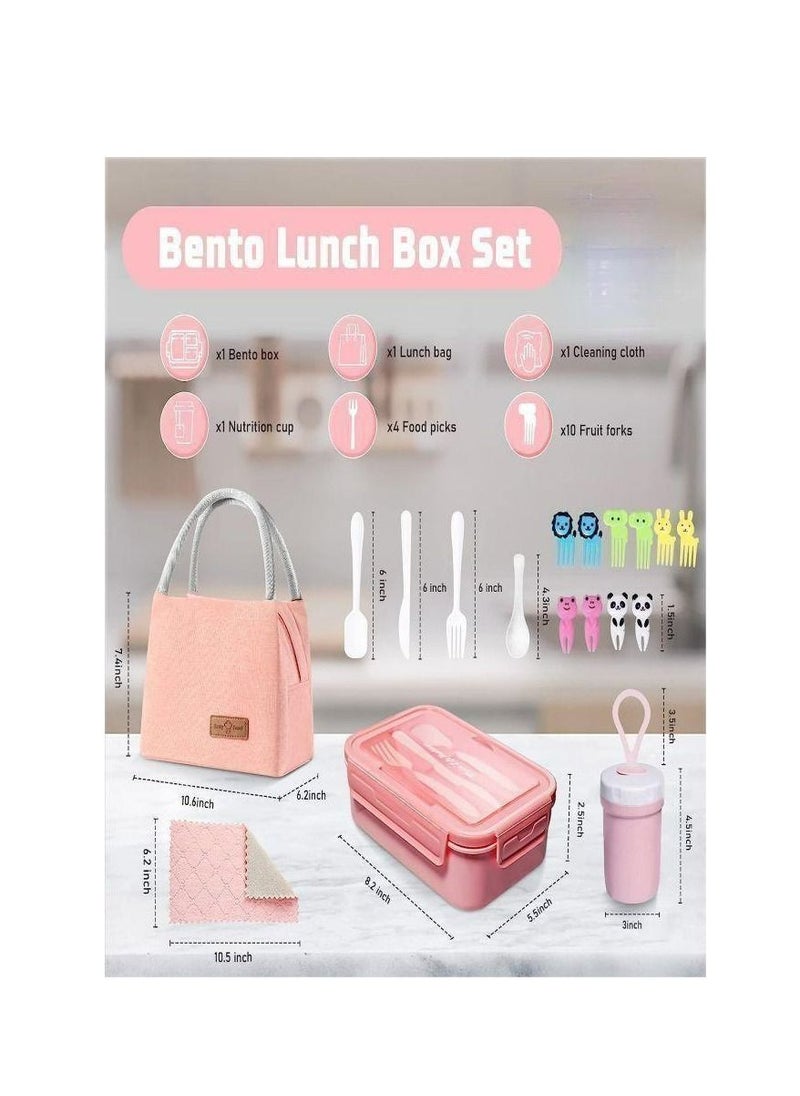 Arabest - Bento Lunch Box, Meal Preparation Compartment Lunch Box Container for Children and Adults, Lunch Organizer, Pink - Image 1