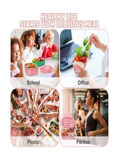 Arabest Bento Lunch Box, Meal Preparation Compartment Lunch Box Container for Children and Adults, Lunch Organizer, Pink  - Image 4