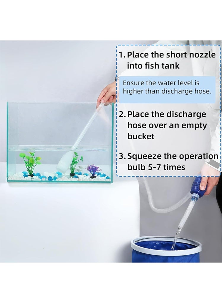 6-in-1 Aquarium Cleaning Kit Multifunctional Fish Tank Maintenance Set with Siphon Water Changer Algae Scraper Fish Net Gravel Rake and Plant Fork - Professional Tools - Image 3