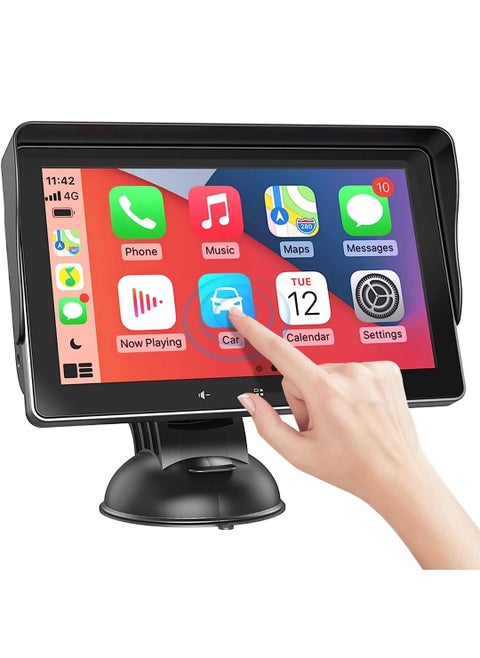 7 Inch HD Double Din Car Stereo Portable Wireless Touch Screen Apple CarPlay And Android Auto Automatic Multimedia Player Car Stereo With Mirror Link Siri Bluetooth Navigation For All Vehicle