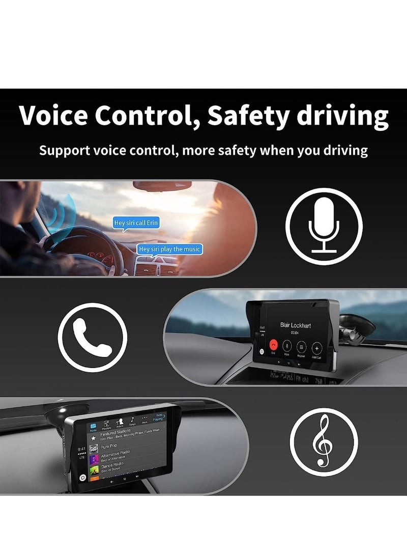 7 Inch HD Double Din Car Stereo Portable Wireless Touch Screen Apple CarPlay And Android Auto Automatic Multimedia Player Car Stereo With Mirror Link Siri Bluetooth Navigation For All Vehicle