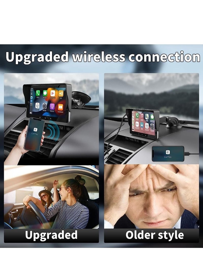 7 Inch HD Double Din Car Stereo Portable Wireless Touch Screen Apple CarPlay And Android Auto Automatic Multimedia Player Car Stereo With Mirror Link Siri Bluetooth Navigation For All Vehicle