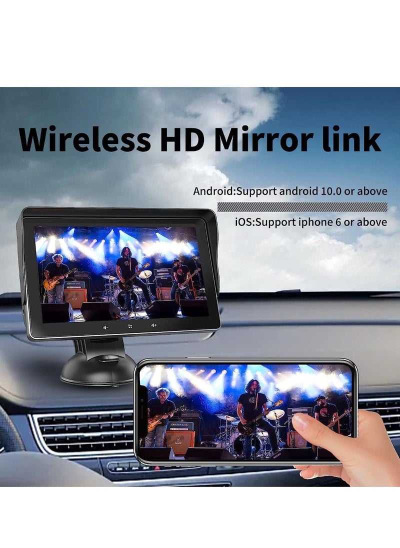 7 Inch HD Double Din Car Stereo Portable Wireless Touch Screen Apple CarPlay And Android Auto Automatic Multimedia Player Car Stereo With Mirror Link Siri Bluetooth Navigation For All Vehicle