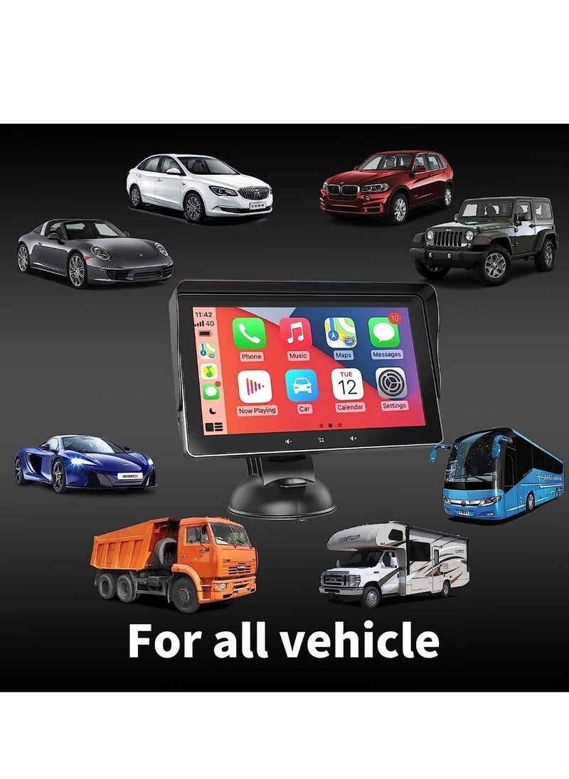 7 Inch HD Double Din Car Stereo Portable Wireless Touch Screen Apple CarPlay And Android Auto Automatic Multimedia Player Car Stereo With Mirror Link Siri Bluetooth Navigation For All Vehicle