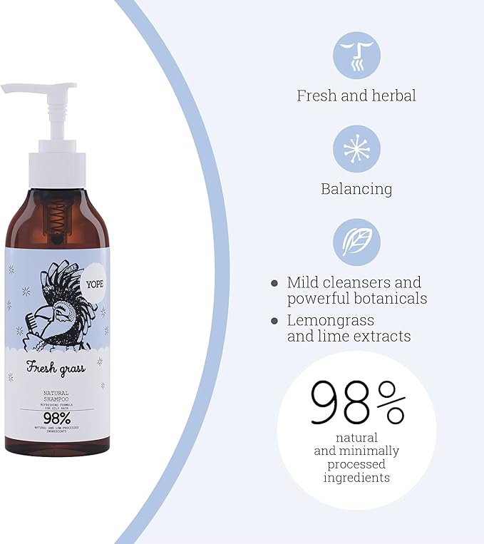 Yope Natural Shampoo Oat Milk Natural Ingredients Nourishing Lime Vegan Paraben Free SLS Free Cruelty Free Oat Milk Shampoo 300 ml Pack of 1 - Image 2