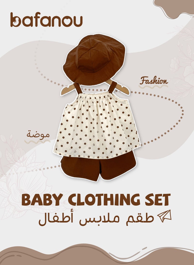 Bafanou Bafanou Summer Baby Girls Polka Dot Clothes Set Infant Print 3pcs Sets for 0-3Y Girls Toddler Cotton Clothes With Hat  - Image 1